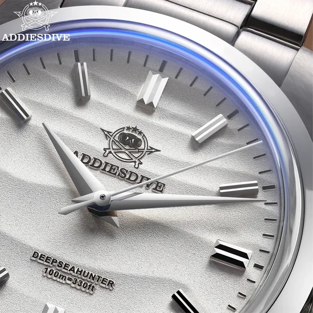 ADDIESDIVE Top Brand Men Quartz Watch Simple Stainless Steel Bubble Mirror Pot Cover Glass 100M Dive Watches AD2030 Reloj Hombre 3