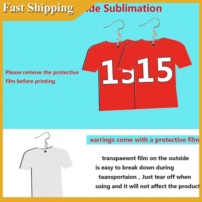 48Pcs DIY Sublimation Earrings Blank Sublimation Earrings Wooden MDF Football Shirt DIY Blank