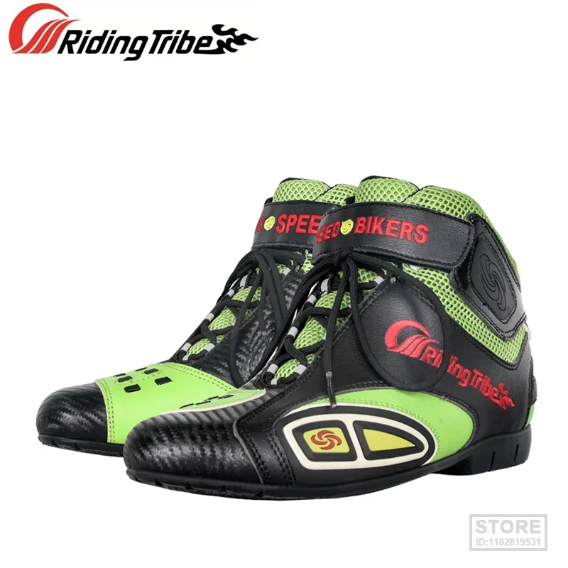 

Men Motorcycle Boots Anti-skid Anti-collision Breathable Reflective Racing Riding Shoes for Motorbike Off-Road Motocross A016