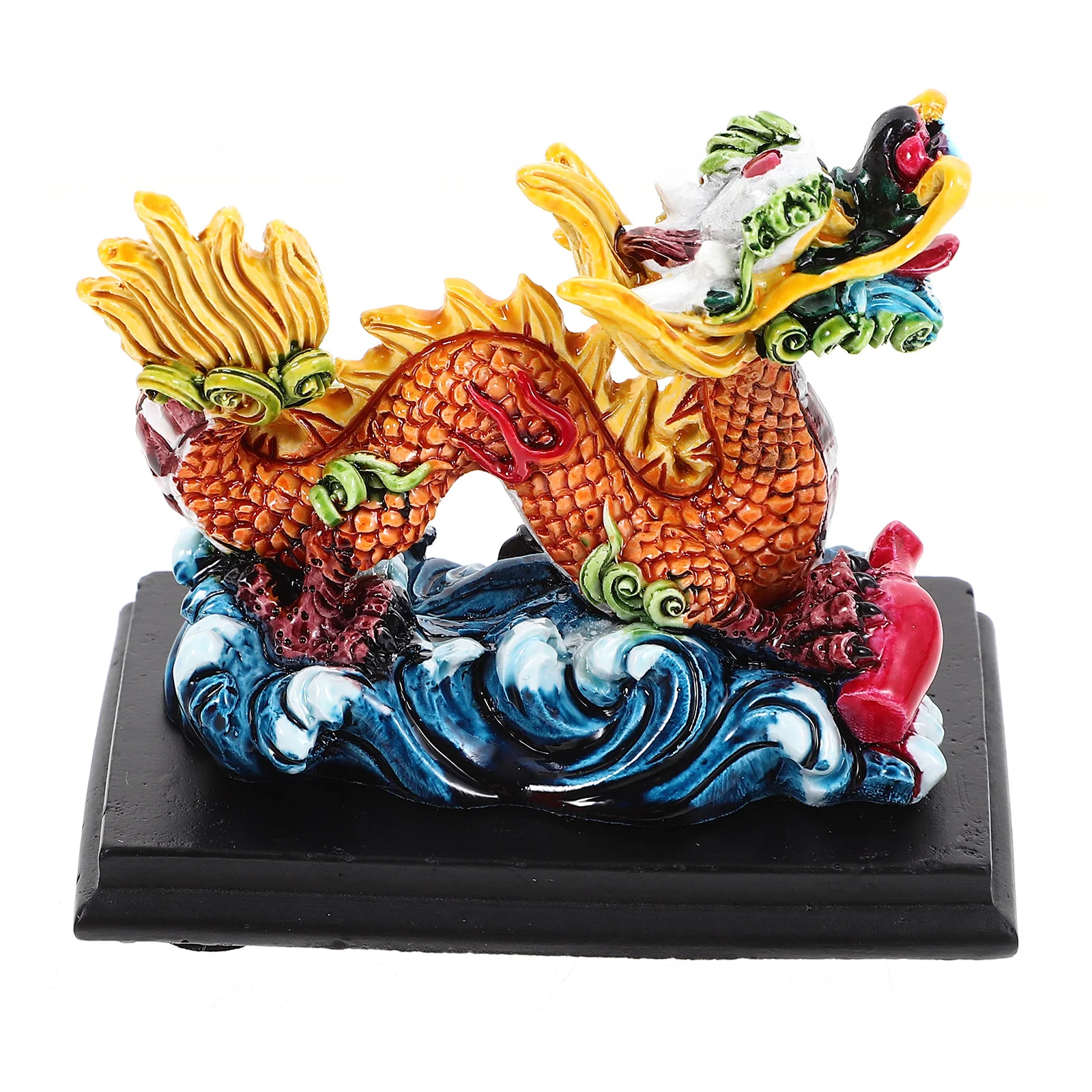 

Resin Chinese Zodiac Dragon Figurine Retro Feng Shui Wealth Dragon Statue Mini Car Dashboard Animal Sculpture