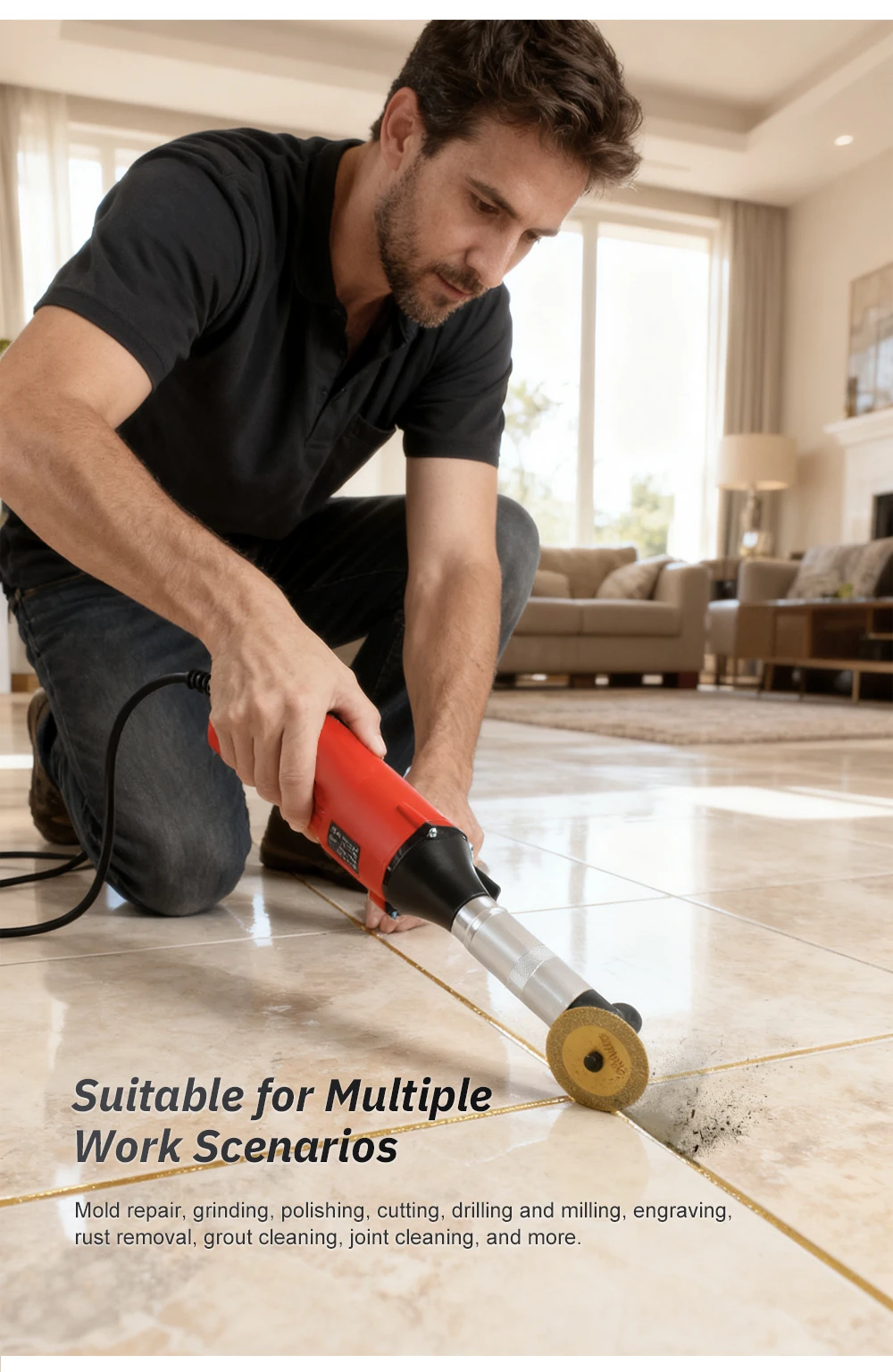 550W Multi-Functional Electric Angle Grinder 90-Degree Elbow Grout Cleaning Mach