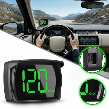 Display HUD universale per auto, alimentato tramite USB, tachimetro digitale, proiettore con caratteri grandi, accessorio per misuratore di velocità elettronico per auto