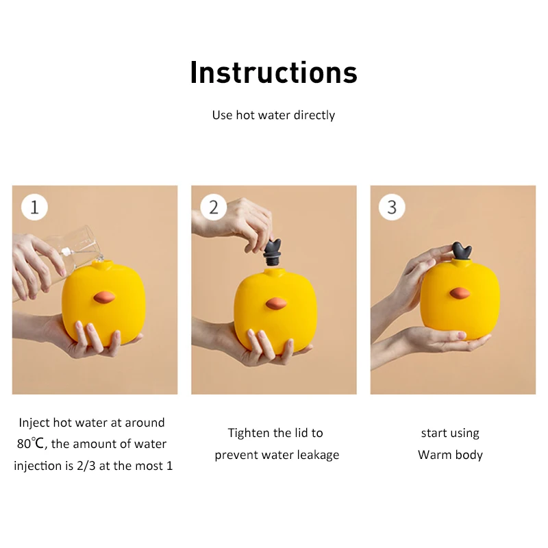 Silicone Water Injection Hot Water Bottle Explosion-proof Leak-proof Hand Warmer Hot Compress Warm Belly Warm Bags