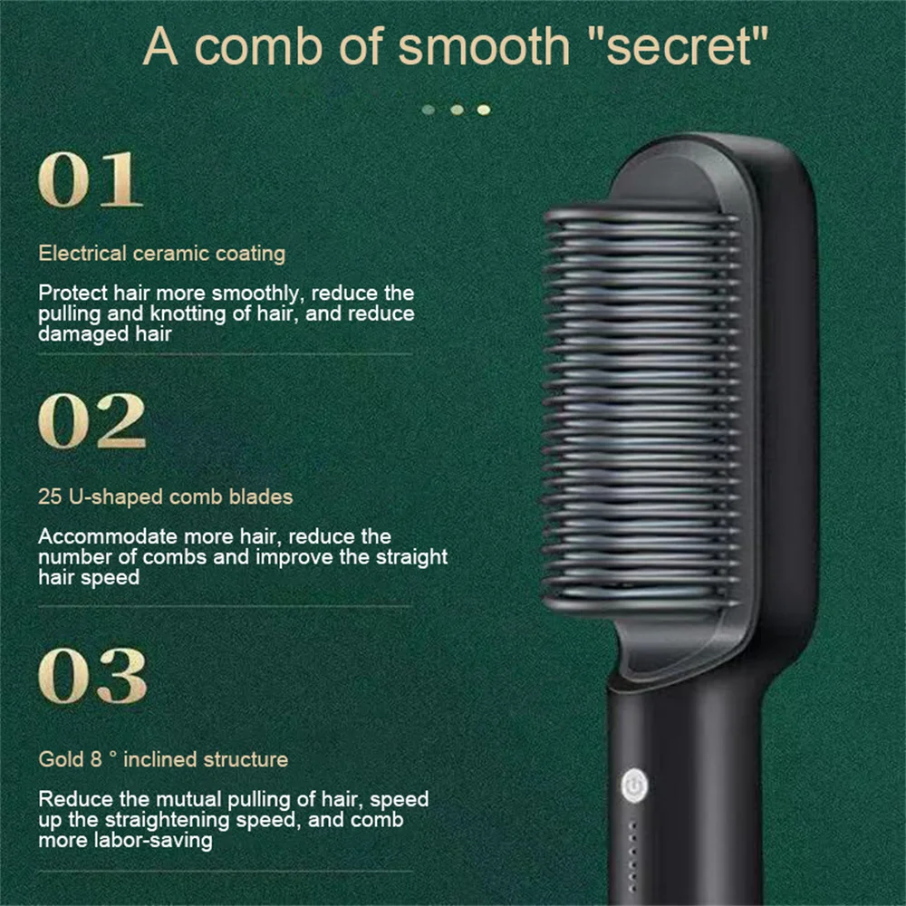 Description Picture 3 of itemNew Hair Curler Multi-speed Hair Straightener Electric Straightening Comb Curling Iron Hair brush Hot Comb Anti-scalding Ceramic