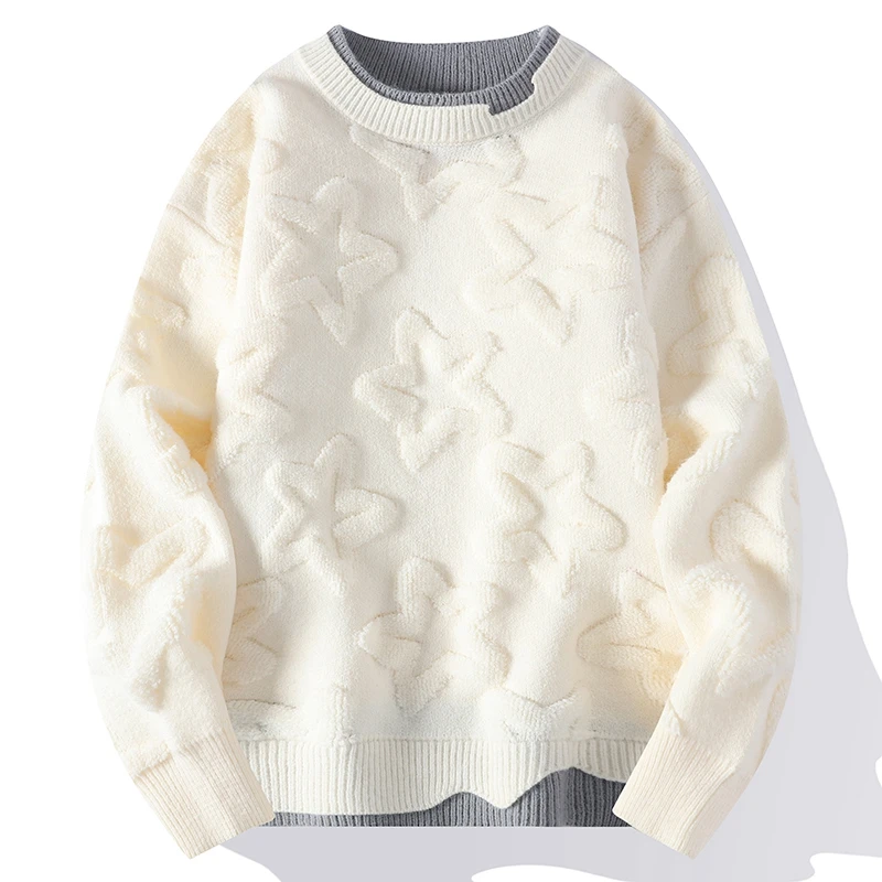 Top Grade Brand Luxury Wool Sweater Men New Fall Winter Fashion Star Printed Pullover Sweaters Thick Warm Mens Christmas Jumper 4