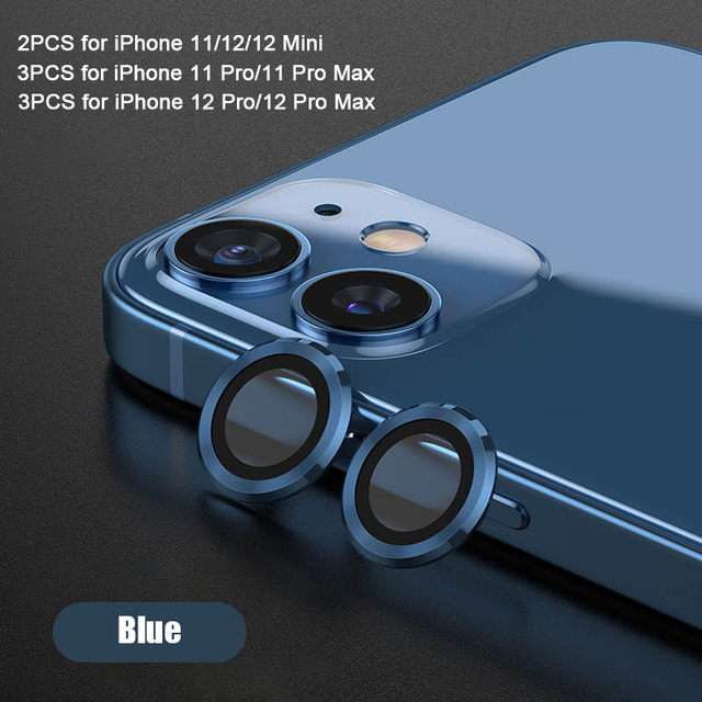 Metal Ring Tempered Glass for iPhone 13 11 12 Mini  Camera Lens Screen Protector for iPhone 12 Pro Max Protective Cover