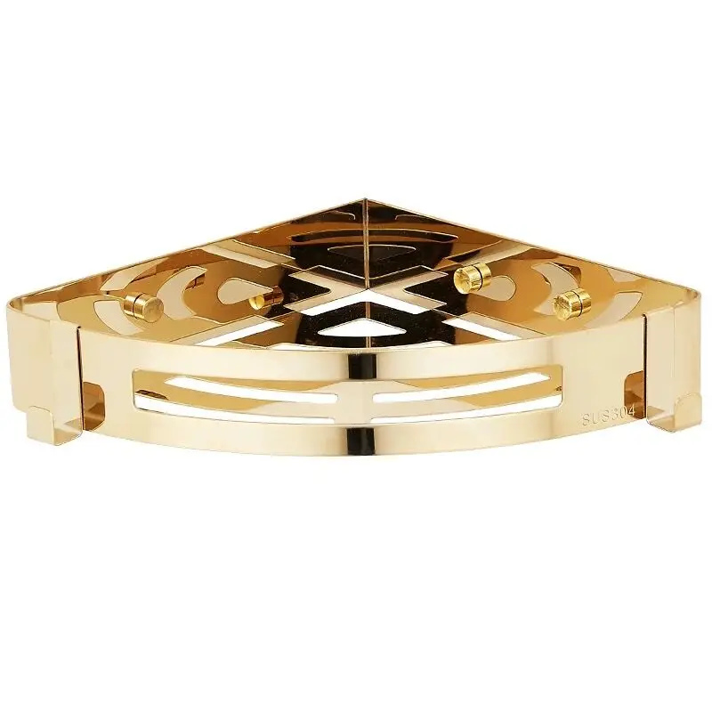 Wall Mounted Corner Shelf Gold Stainless Steel Bathroom Shelf Bath Shower Bath Shampoo Holder Basket Holder Corner shelf