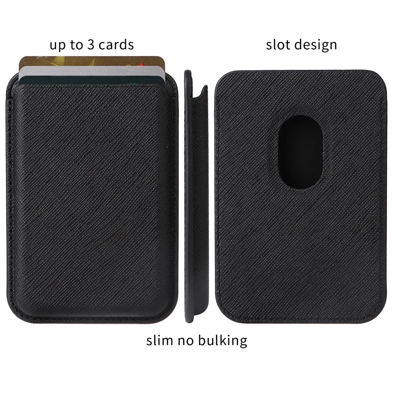 Luxurious Magnetic Leather Card Holder Wallet with Carbon Fiber and Saffiano Leopard Print
