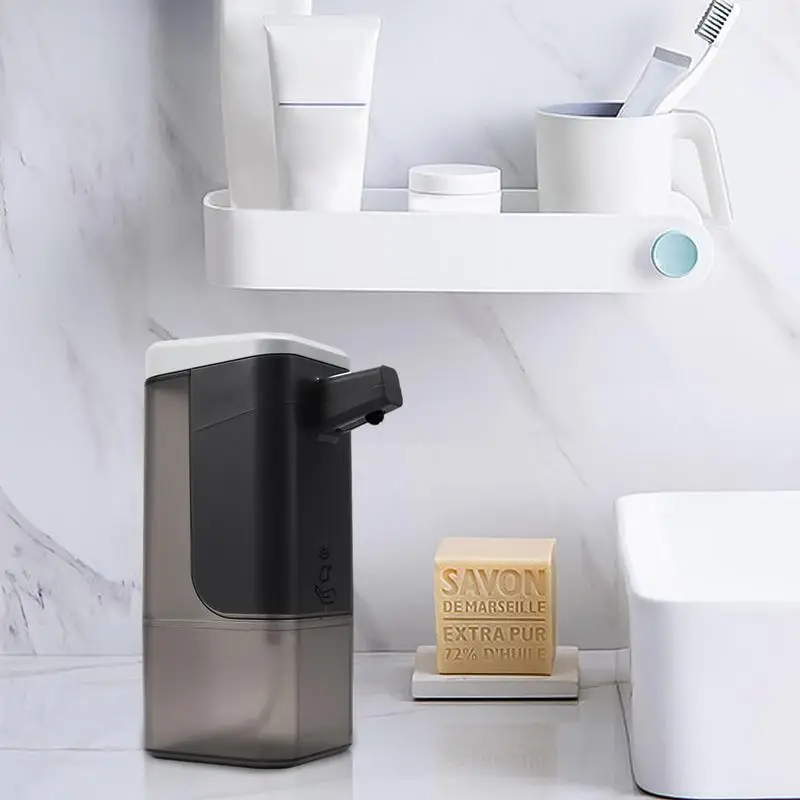 Dispenser automatico di sapone da 600ml bagno intelligente autoadesivo montaggio a parete lavatrice a mano bianco materiale ABS di alta qualità