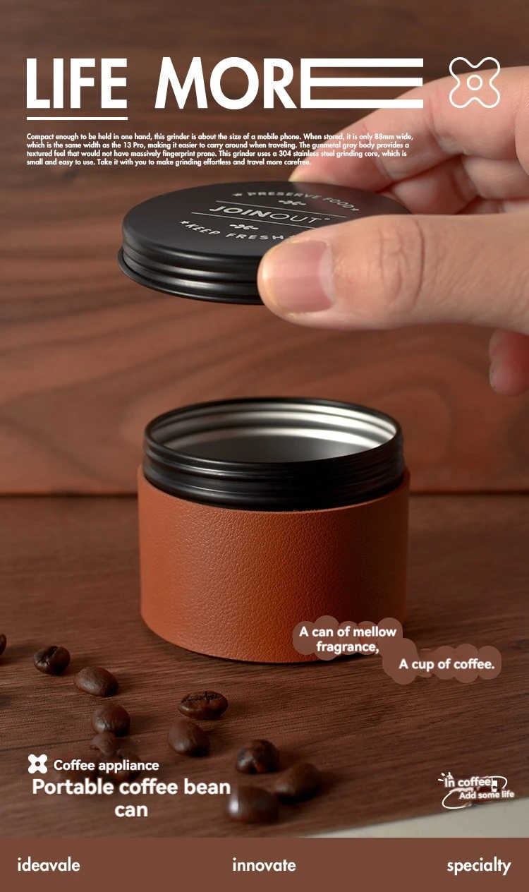 Tragbares Mini-Aufbewahrungsglas für Kaffeebohnen, Aluminiumlegierung, Kaffeepulver, versiegelter Tank, Outdoor-Camping, Kaffeebohnen-Tee, Aufbewahrungsbehälter – Detail 3