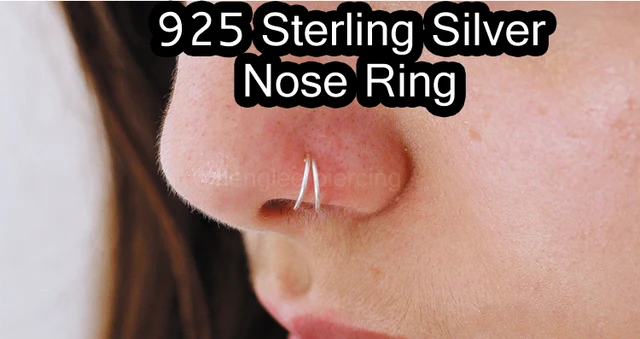 Anello Finto Per Il Naso In Argento Sterling: Cerchio Sottile - Foto 9
