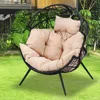 Egg Chair - Oversized Wicker Egg Basket Chair with Cushion and Stand, All-Weather Egg Dining Chair for Patio, Backyard, Living R 2