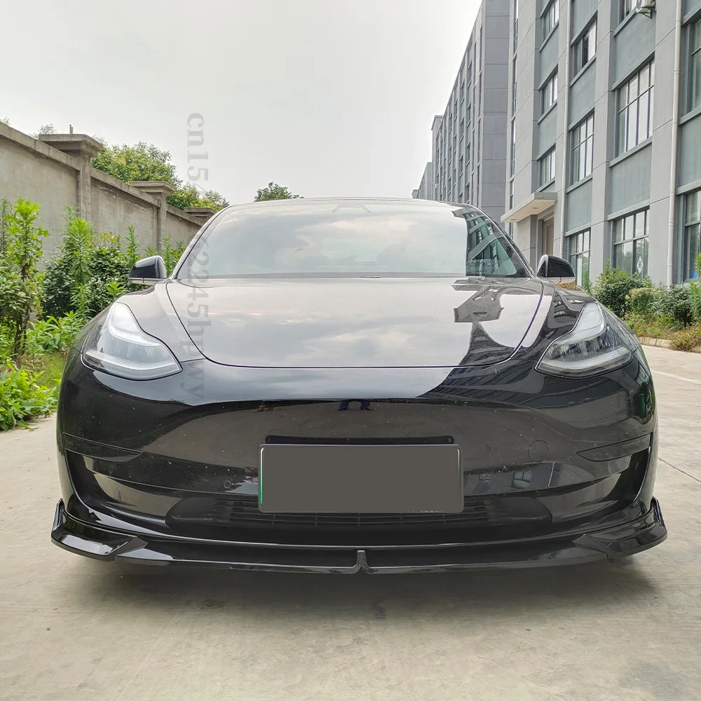 Front Bumper Lip Chin Diffuser Body Kit Spoiler Deflector Tuning Accessories For Tesla Model 3 Y + bumper separator,car bumper hook cover