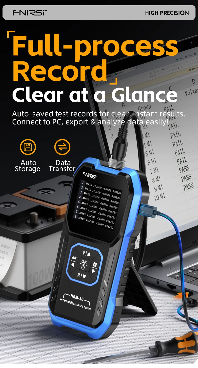 HRM-10 Automotive Tester, 18650 High Precision, AC Lithium Lead Acid Battery Vol