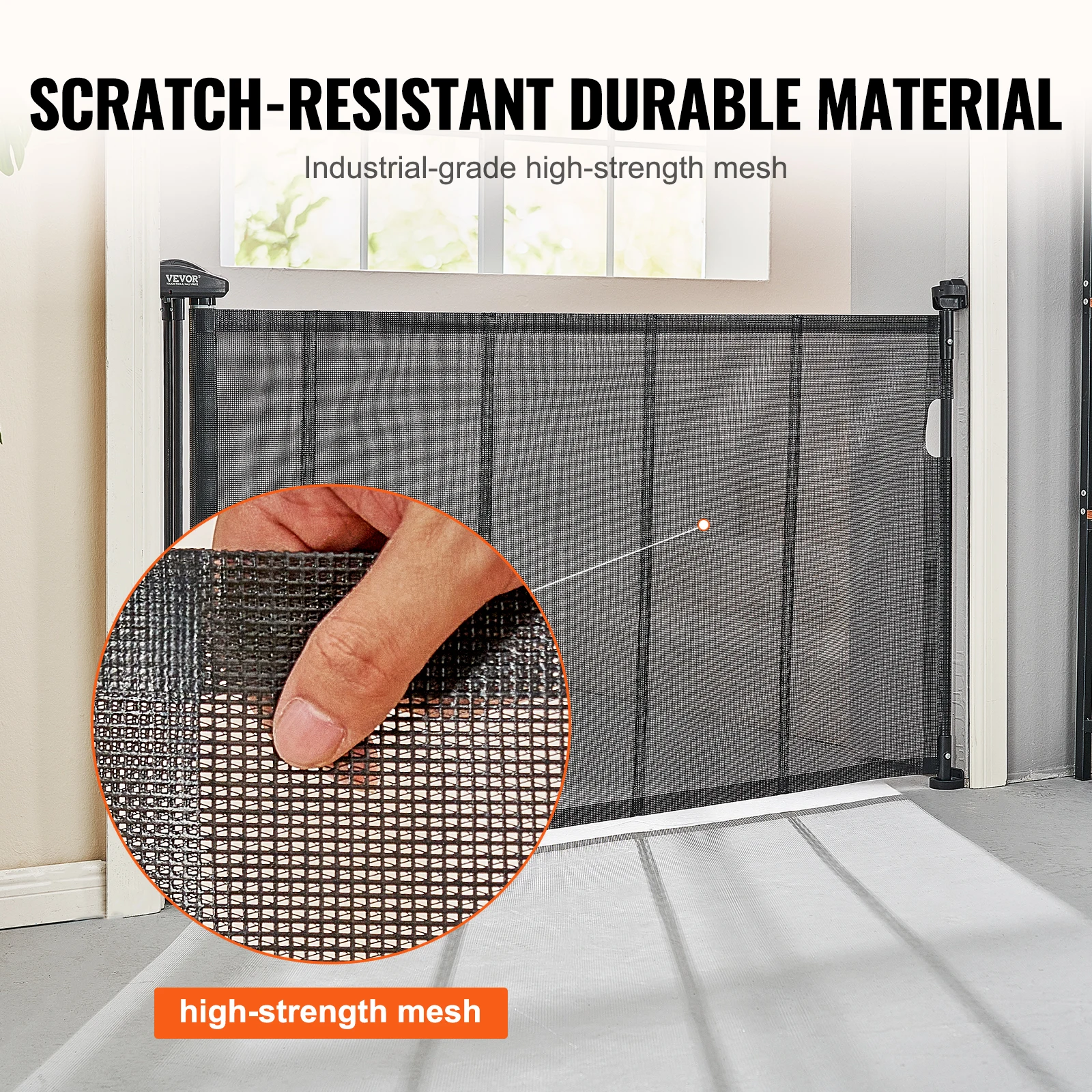 VEVOR Retractable Baby Gate Tall Mesh Baby Gate Extends up to Wide Retractable Gate for Kids or Pets Retractable Dog Gates