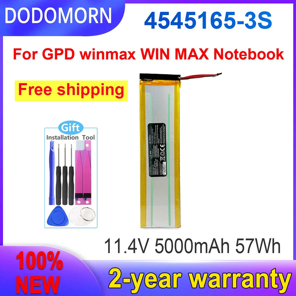 DODOMORN 100% NEW 11.4V 57Wh 5000mAh 4545165-3S High Quality Battery For GPD winmax WIN MAX Notebook In Stock Fast Delivery