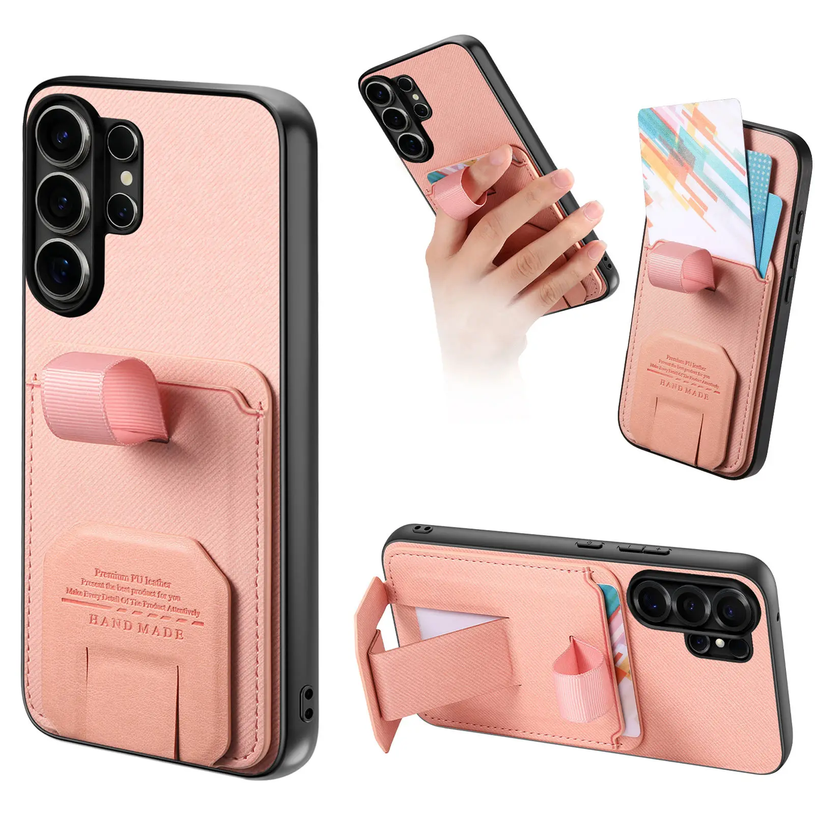 Luxury Wristband Holder Card Slot Phone Case with Stand and Anti-Drop Features