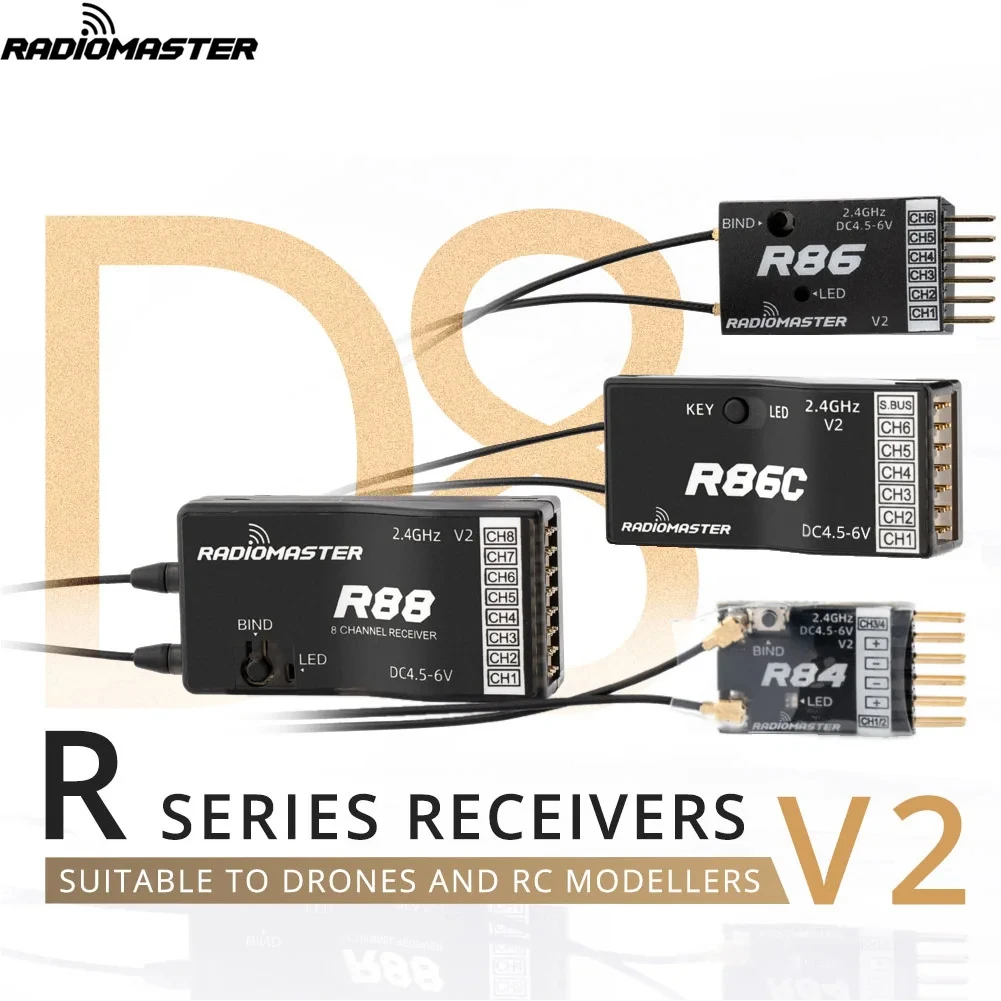 Récepteur Nano SBUS 2.4GHz RadioMaster R84 à côté d'une pièce de monnaie pour l'échelle