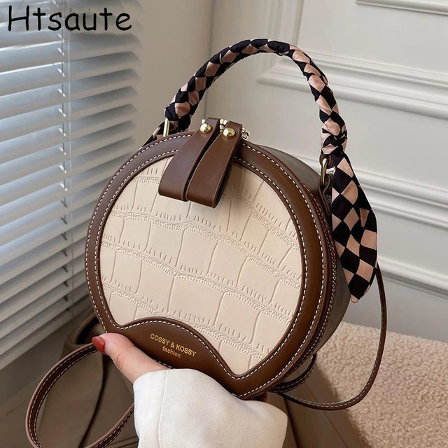 Bolso cruzado pequeño y redondo para mujer, Cartera de lujo con bufanda de  diseñador, 2023 - AliExpress