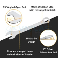 Clé combinée super fine de 4 à 32 mm, extrémité décalée à 6 points et extrémité ouverte coudée, acier métrique à haute teneur en carbone pour écrous fins, espaces étroits 3