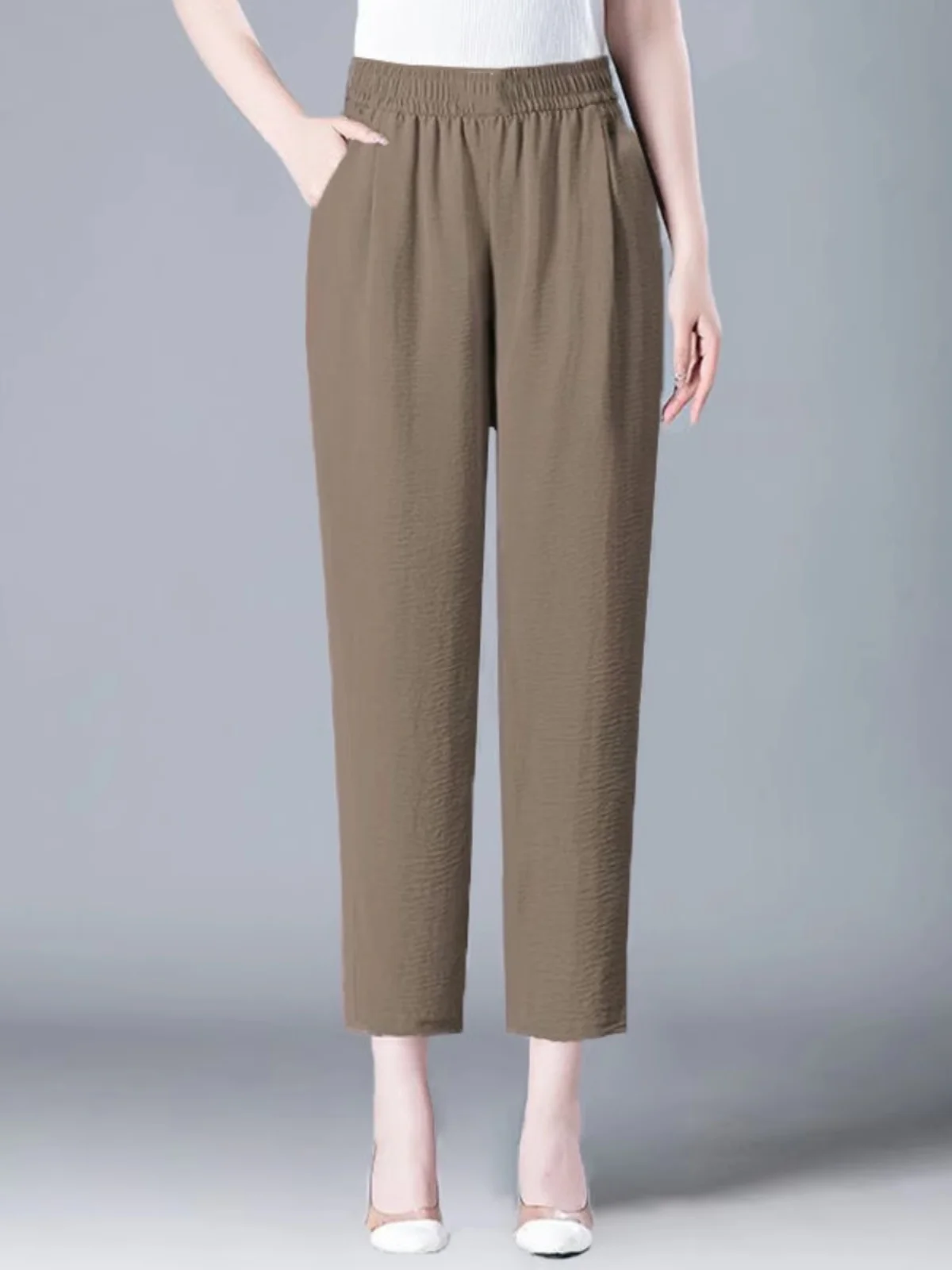 Ice Silk Cotton Linen Harem Pants Women's Summer Thin High Waist ular Sle Casual Dad Pants Nine Points Harlan Trousers