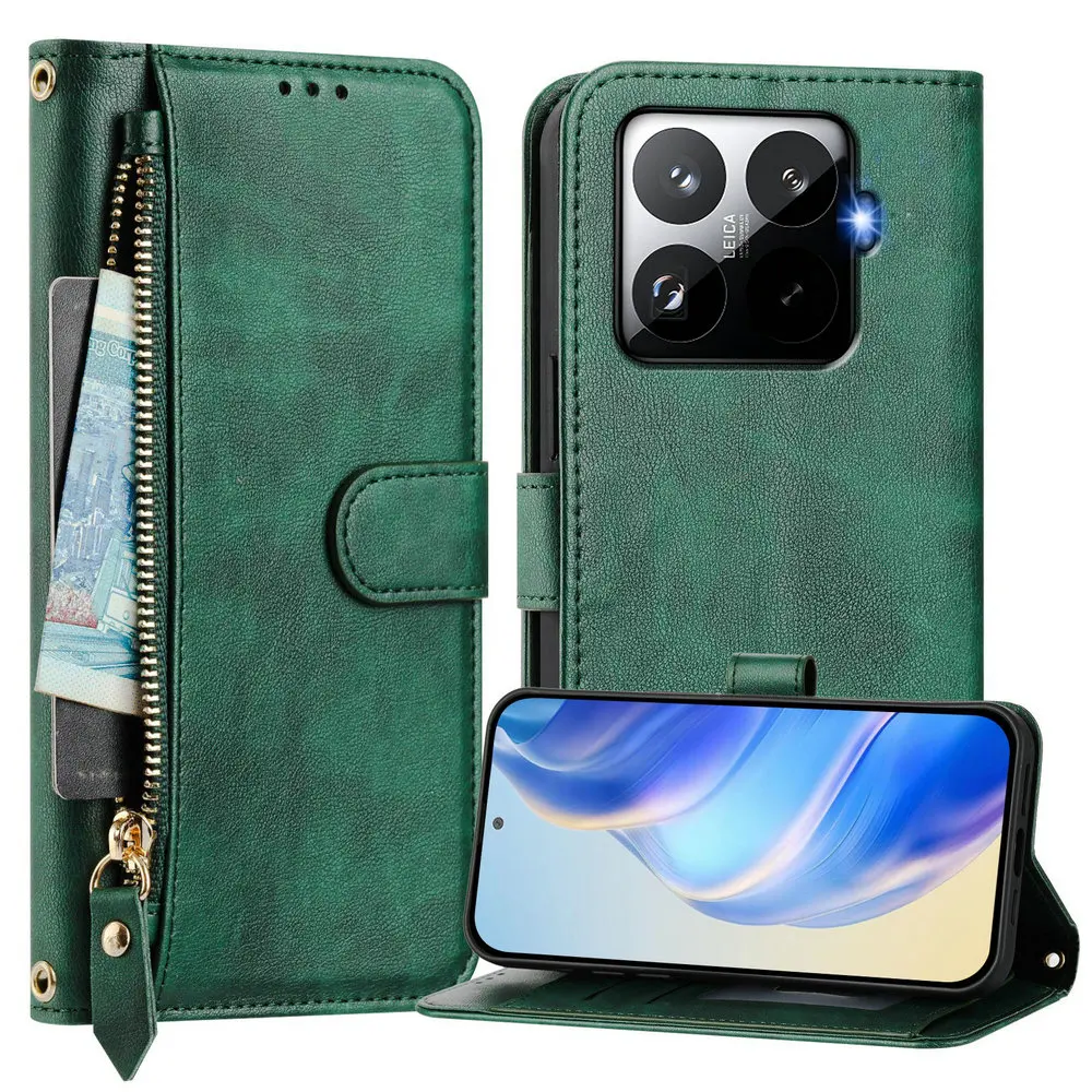Luxury Crossbody Zipper Leather Wallet Case - Premium Smartphone Cover