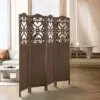 4 Panel Room Divider Fully Assembled, Carved Room Dividers And Folding Screens, 5.6Ft Wood Room Divider Screen Freestanding 1