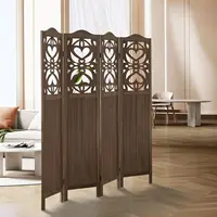 4 Panel Room Divider Fully Assembled, Carved Room Dividers And Folding Screens, 5.6Ft Wood Room Divider Screen Freestanding 1
