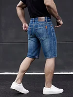 Shorts en jean pour homme été 2026 – Pantalon en denim extensible bleu foncé, design tendance, coupe slim droite, jean court pour homme 5
