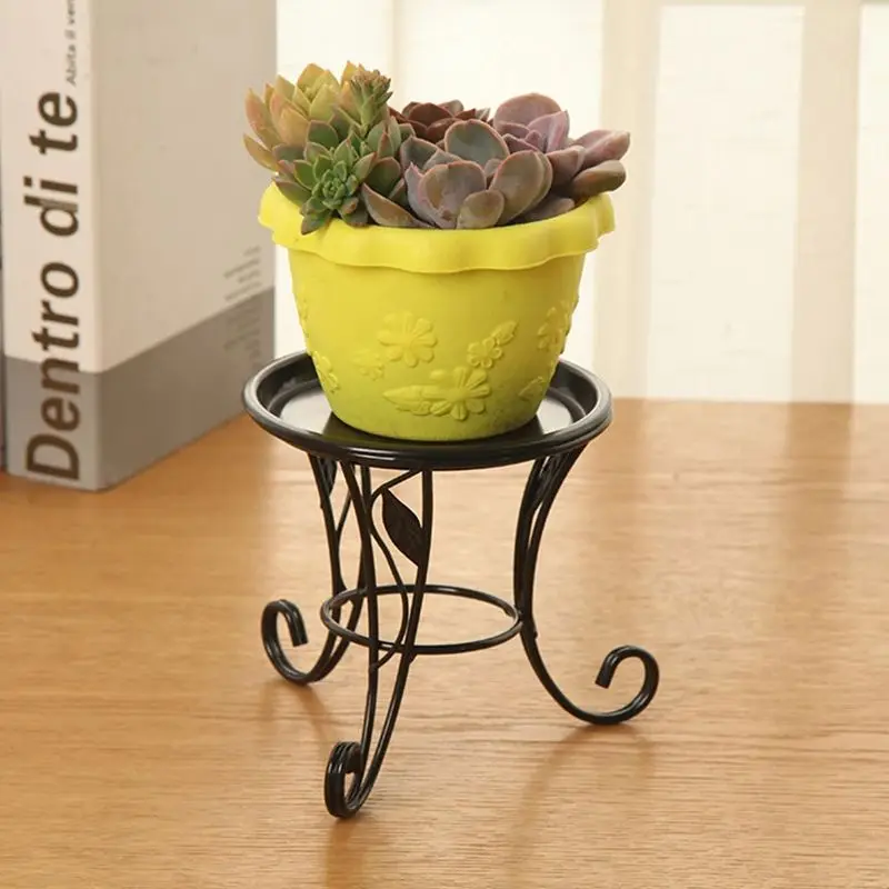 Metal Plant Stands Indoor, 13.5cm Tall, Vintage Corner Plant Stand Holder & Display Rack for Outdoor Garden, Black