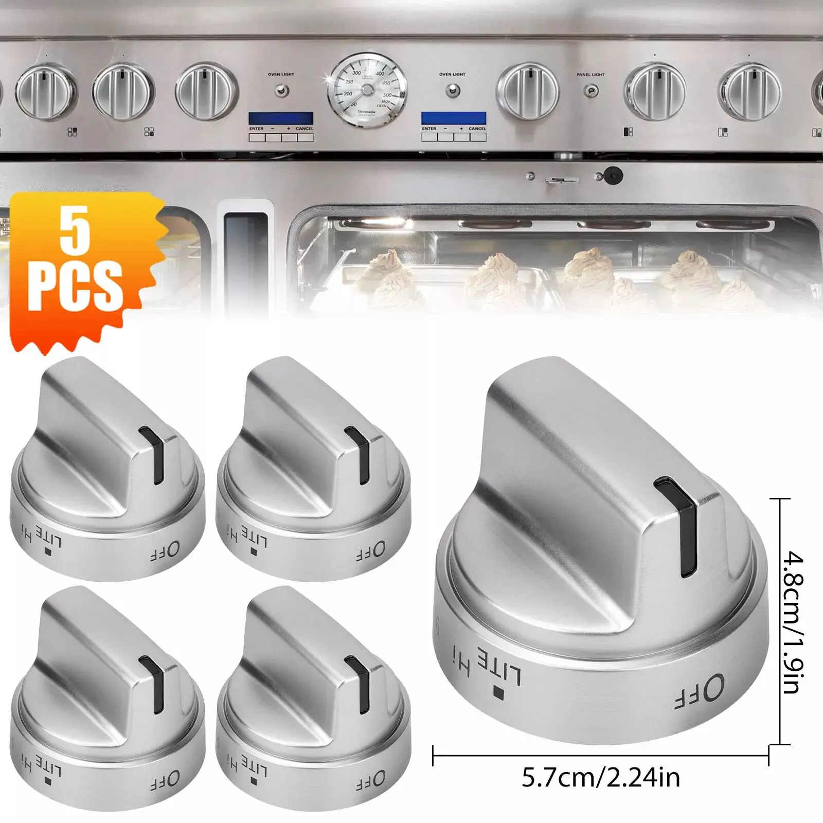 5Pcs GE Stove Knob Replacement WB03X24818 AP5989029 PS11729081 4363588, Gas Range Cooktop Control Knobs For GE Brand