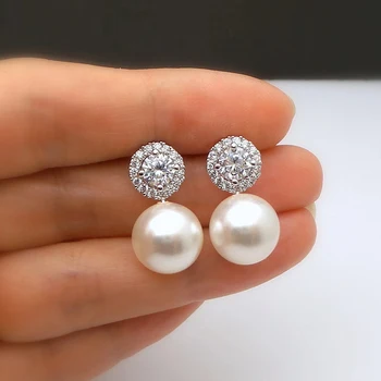 Huitan Delicate Imitation Pearl Earrings Bride Wedding Accessories Temperament Elegant Ear Earrings New Trendy Women Jewelry