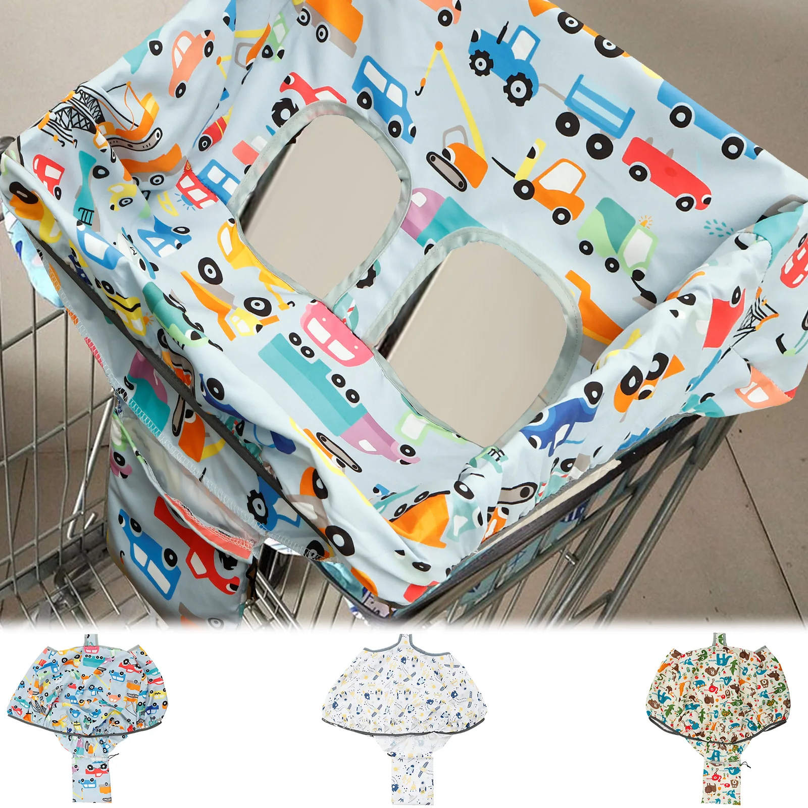 Baby Shopping Cart Seat Cover Polyester Waterproof Carton Style Baby Safety Cart Cover Comfortable Children Anti-Dirty Seat Pad baby seat cover