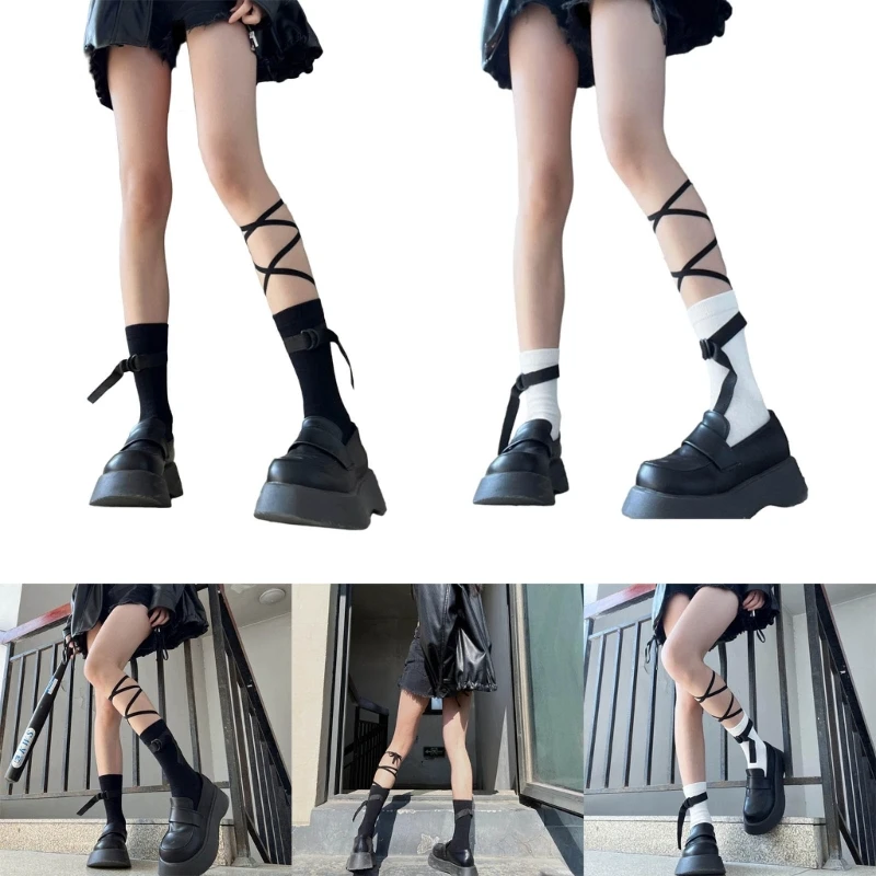 

B36D 1 Pair Socks with String Strap Cool Socks Cotton Calf Socks