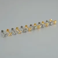 1PC G23 Titanium Cartilage Zircon Sun Round Shape Earrings Stud Internally Threaded Helix Cz Ear Tragus Labret Piercing Jewelry 5