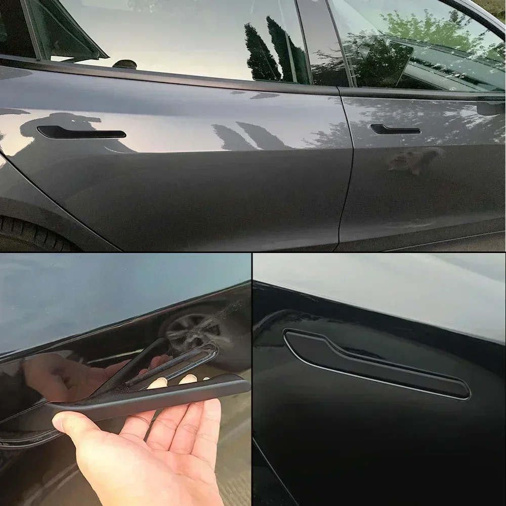 For Tesla Model 3 Y Carbon Fiber ABS Styling Premium Durable Accessories Model 3 2024 Car Door Handle Cover Protector Sticker