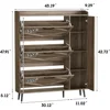 Freestanding Shoe Organizer with 5 Wooden Legs, Slim Shoes Rack Cabinet, Shoe Storage Cabinet with 3 Flip Drawers & Mirror 1