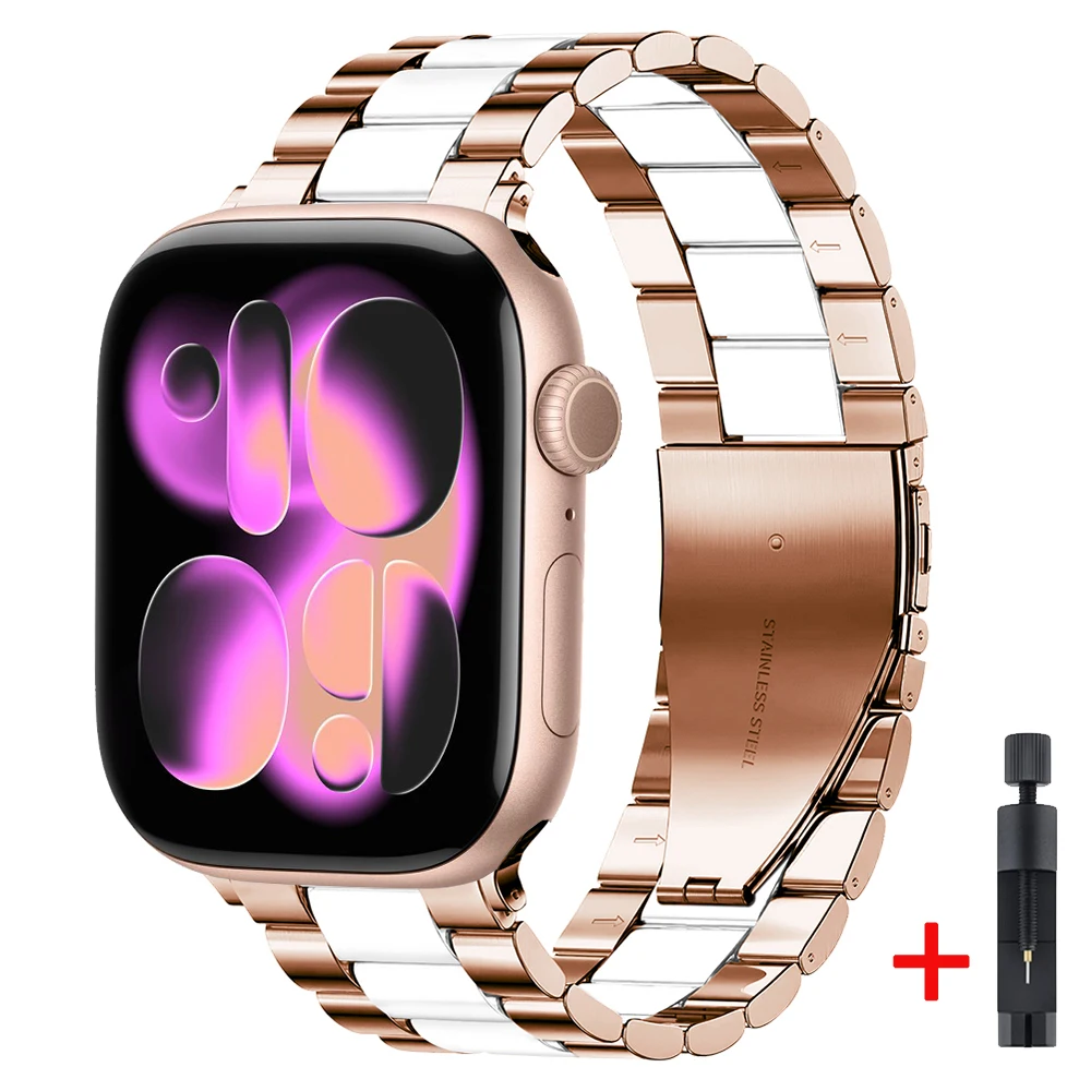 Elegant Metal Bracelet for Apple Watch - Fashionable Strap and Belt Accessory