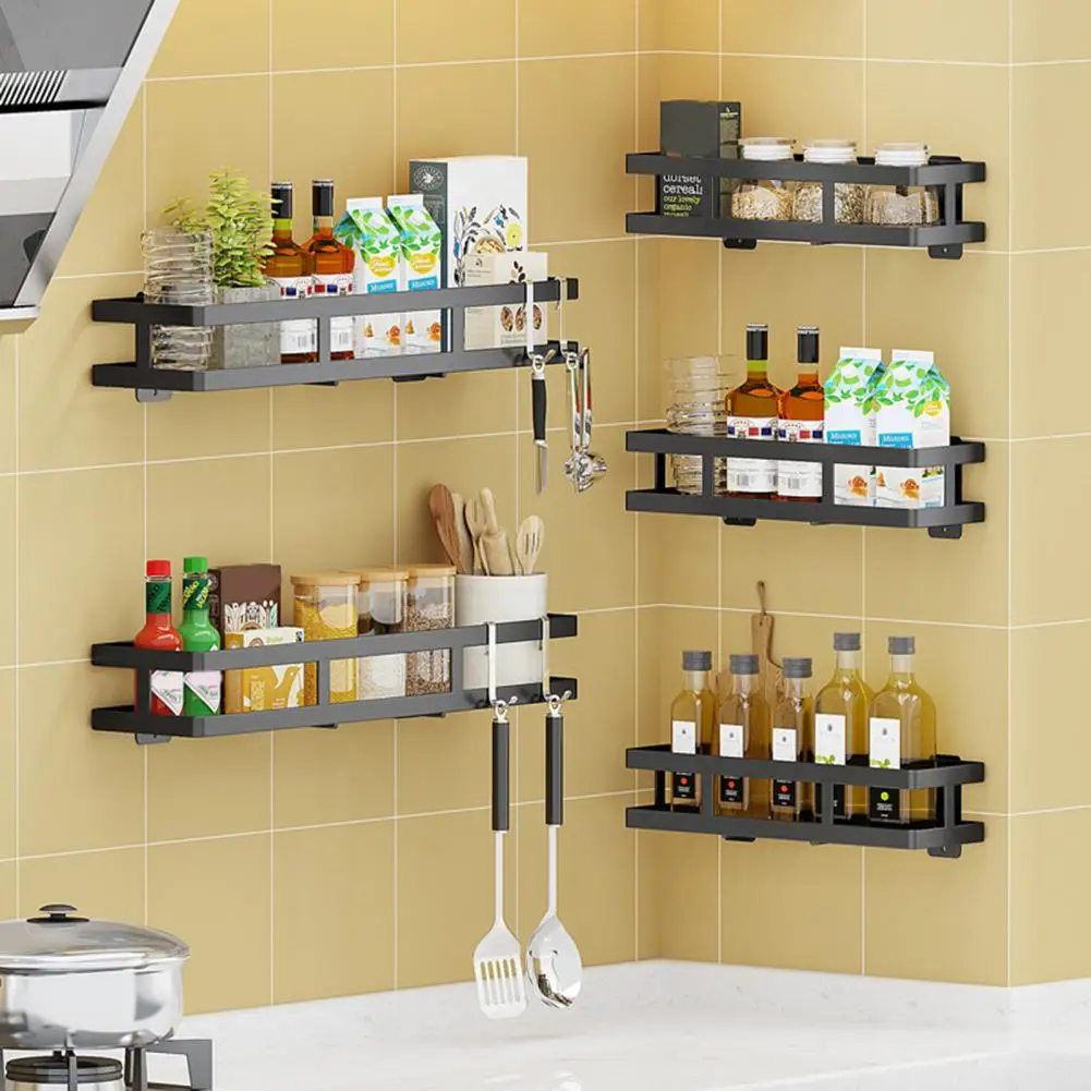 Storage Shelf Detachable with Hook Vegetable Storage Organizer Stainless Steel Wall Mount Kitchen Rack Kitchen Supplies