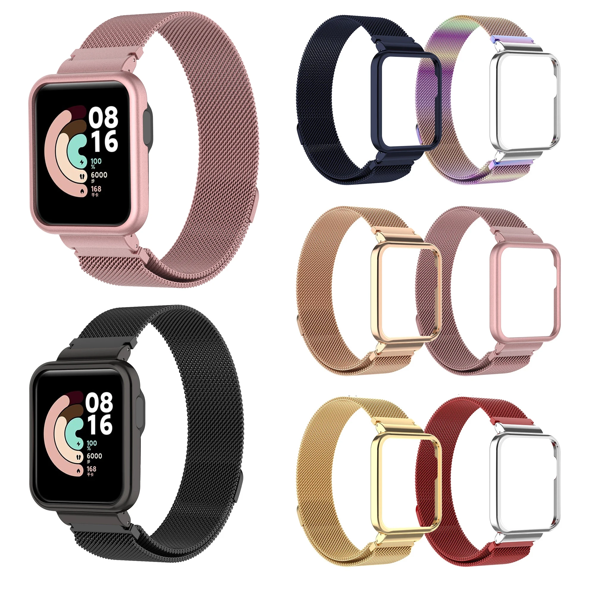 Ремешок для Xiaomi Redmi Watch 2 Lite Band Mi с металлическим защитным чехлом бампер магнитный
