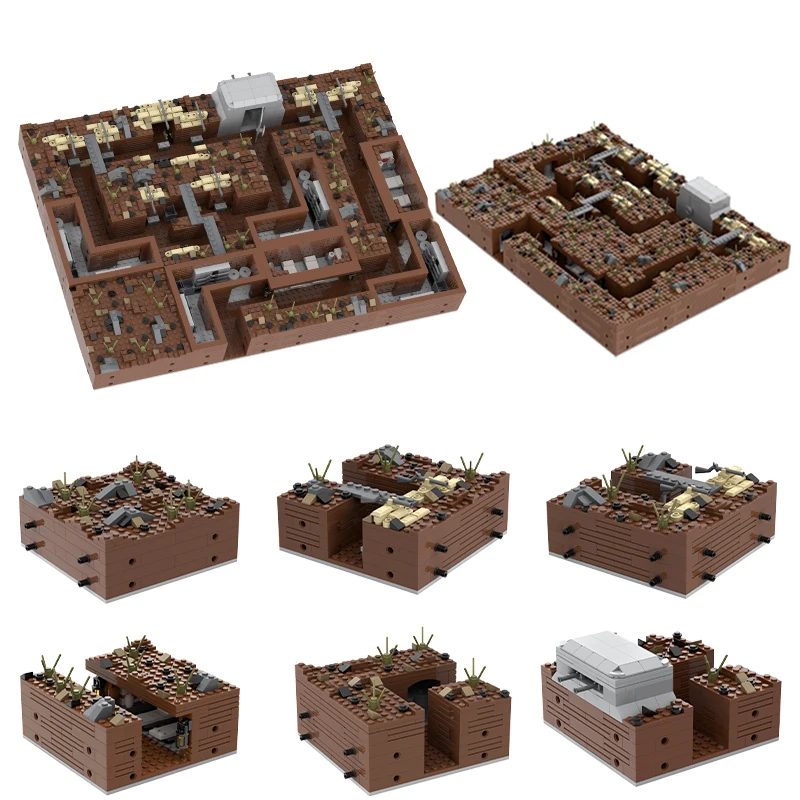 MOC5064 Military War Battlefield Brick Castle Blockhouse Bunker Gun