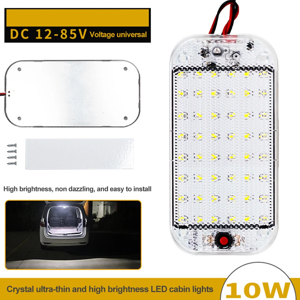 Lámpara de techo LED para interior de coche, luz de techo para caravana, lámpara de techo para caravana, autobús, barco, camión, con interruptor, 12 V-80 V, 24 V, 48/72 LED