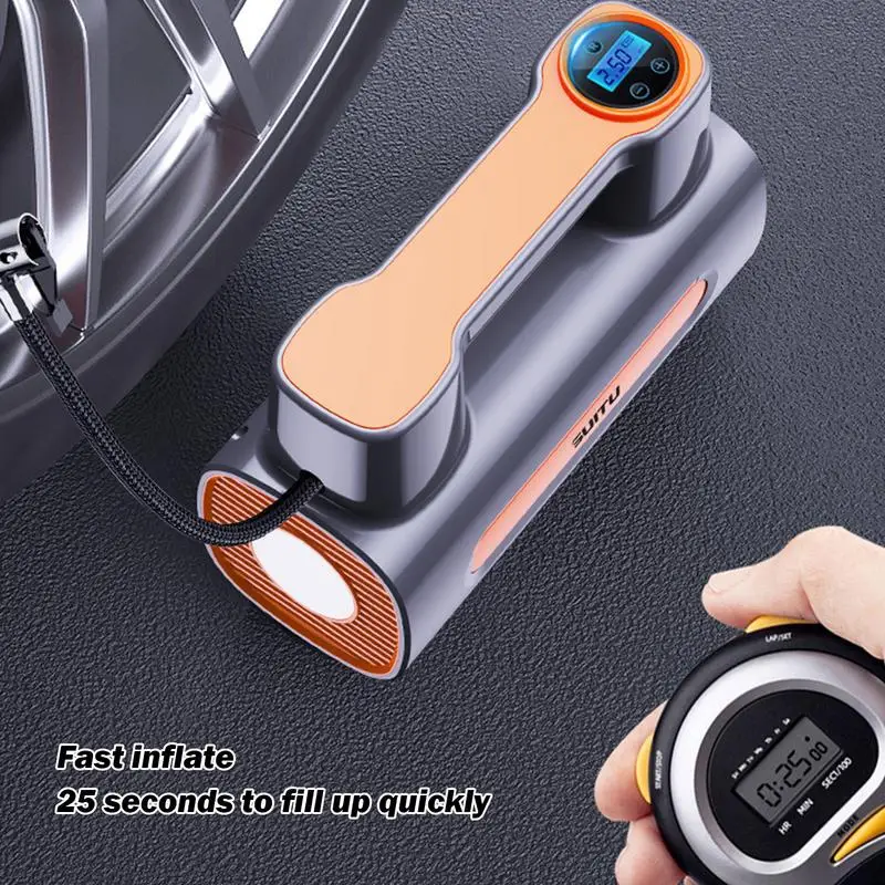 

Tire Inflator 12V DC Electric Car Tire Pump With Digital Pressure Gauge Portable Air Compressor Auto Bright Emergency Flashlight