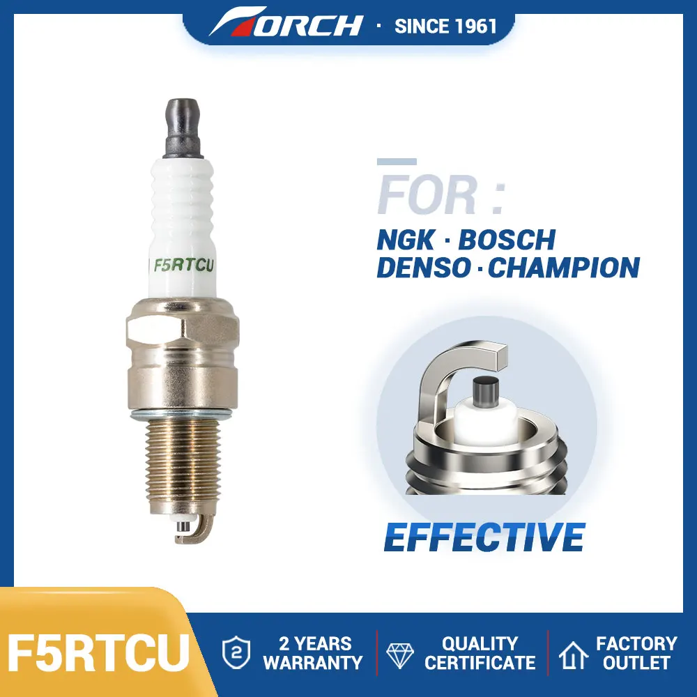 TORCH 4pcs F6RTCU Candele di Accensione a Forma di U Sostituire per N GK 7822/BPR6ES, per BOSCH 995/WR6DC 7900/WR7DC, per Cham pion RN9YC RN10YC, per DENSO W20EPR-U, MTD 951-10292 Torch Engine 131-039