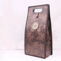 Elegant Red Wine Gift Carrier - Reusable PU Leather Bag with Handles (Double 11)