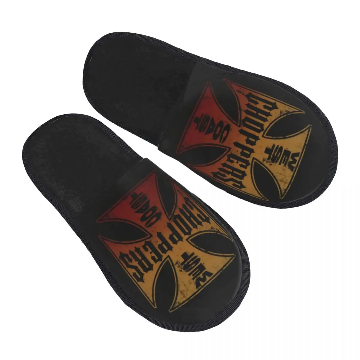 

West Coast Iron Cross Choppers House Slippers Women Comfy Memory Foam Slip On Spa Slipper Shoes