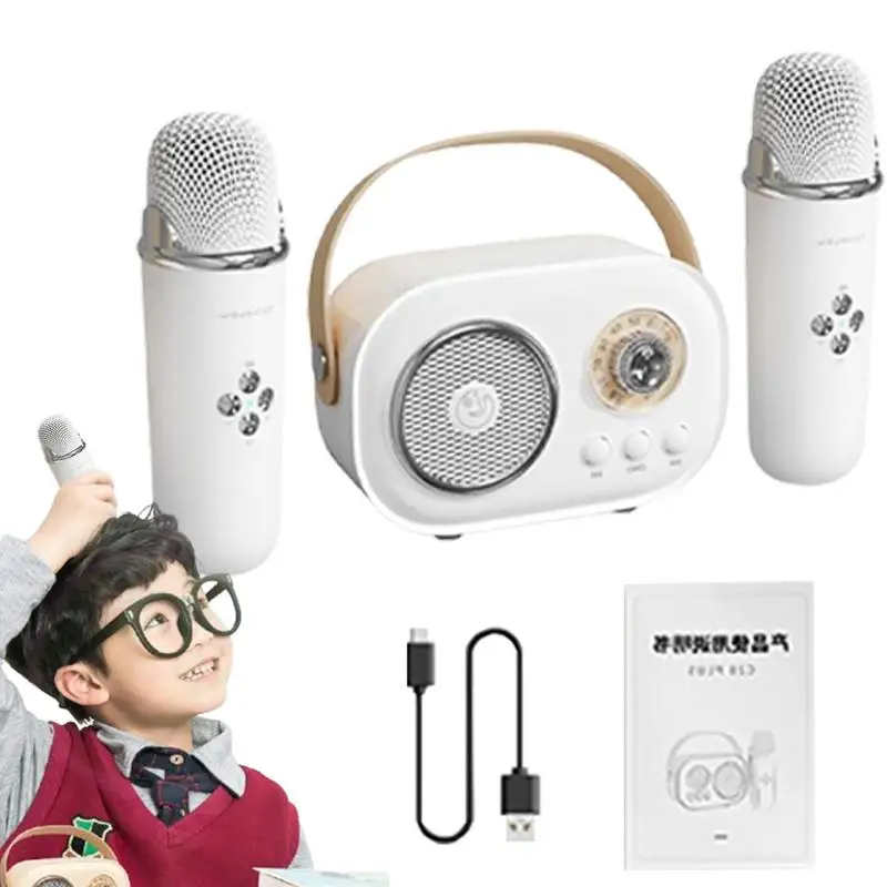 Wireless Karaoke Speaker Kit Small Karaoke With Two Microphones Portable Festival Mics For Adults Home Entertainment