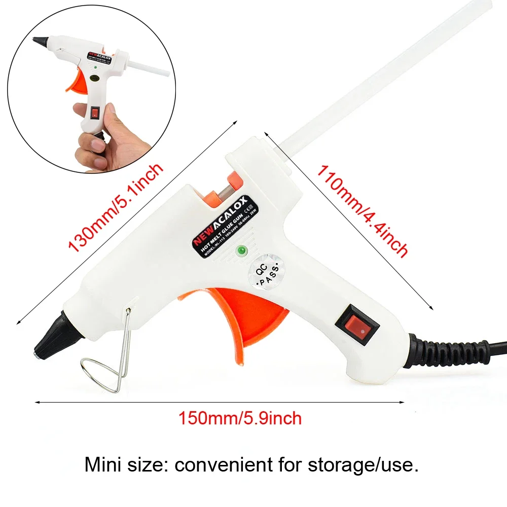 NEWACALOX 20W EU Plug Hot Melt Glue Gun with Free 1pc 7mm Glue Stick Industrial Mini Guns Thermo Electric Heat Temperature Tool 3