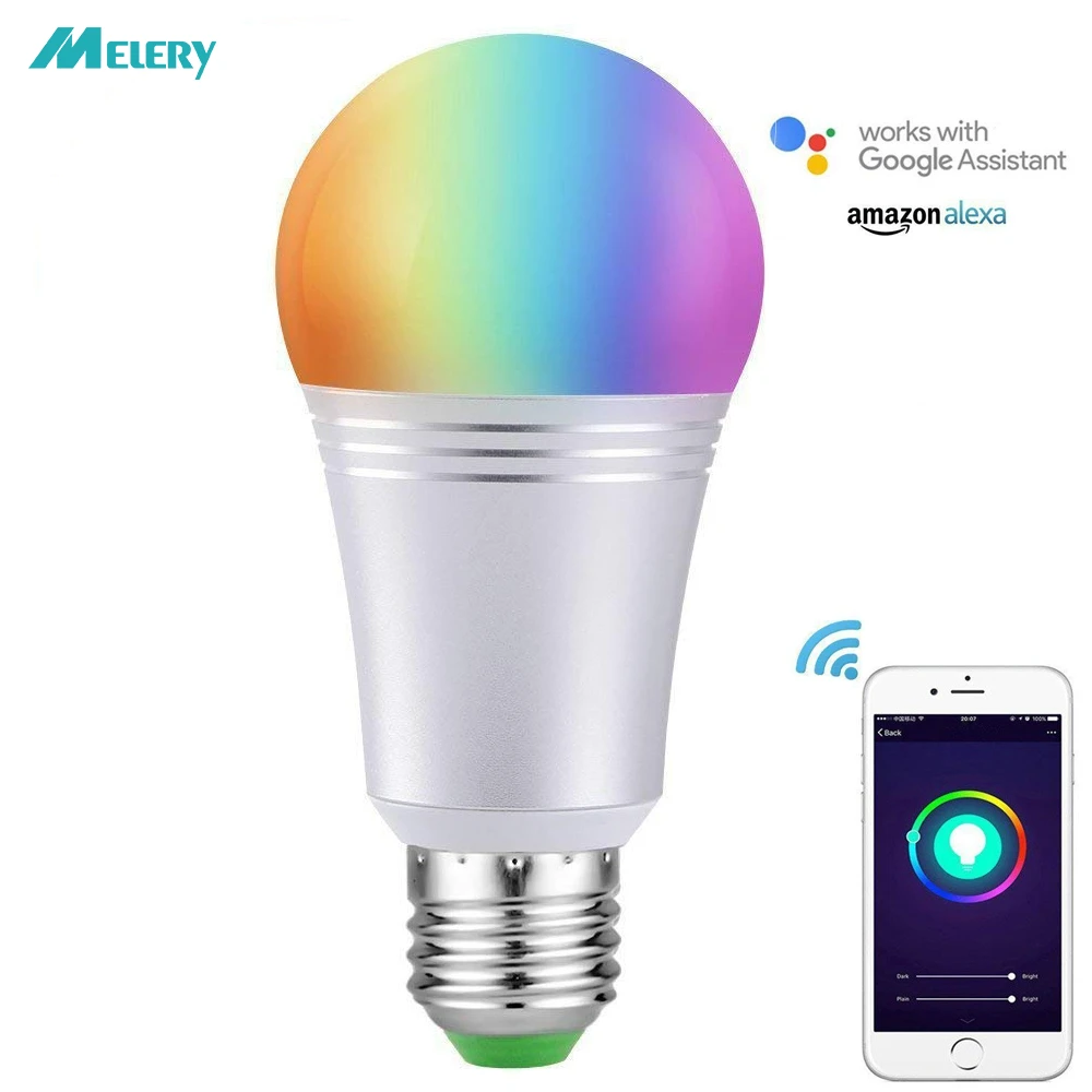 LED Wifi Smart Light Bulb Dimmable RGB+W Lamp E27 E26 B22 For Alexa Google LED Wifi Smart Light Bulb Dimmable RGB+W Lamp E27 E26 B22 For Alexa Google