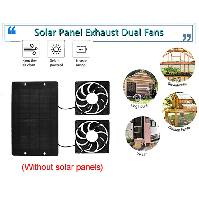 Solar Powered Fan 12V 10W Waterproof Dual Exhaust Fan For Camping Greenhouse Electric Ventilation Fan With Protective Net 4